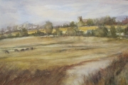11-025 - Across to Thurne Church - £60 - Watercolour on Paper - Mounted 44x33cm