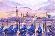 11-077 - San Giorgio Maggiore Venice - Line & W/colour on W/C Paper - £ TBC - Mounted 35x28cm
