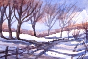 13-107 - Winter Track I - £62 - Watercolour on W/C Paper - White mount in Black frame 25x20cm