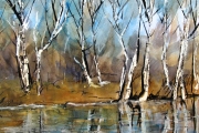 13-112 - Autumn Glow on the River Ant II - Watercolour on W/C Paper	 - £103.00 - 50x40cm Mounted and in Oak Frame
