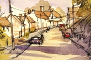 13-015 - Suffolk Village - Line & W/colour on Paper - £25.00 - Mounted 25x20cm