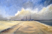 13-051 - Two Boats Aldeburgh - Oil on Canvas - 	£120.00 - 50x40cm