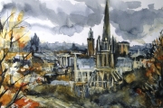 15-051 Grey Skies Over Norwich £135.00 Mixed Media on W/C PaperMounted 45x35cm in Black Frame